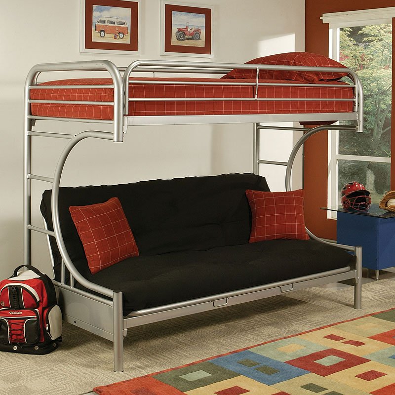 Eclipse Twin Over Full Futon Bunk Bed (Silver) Acme Furniture