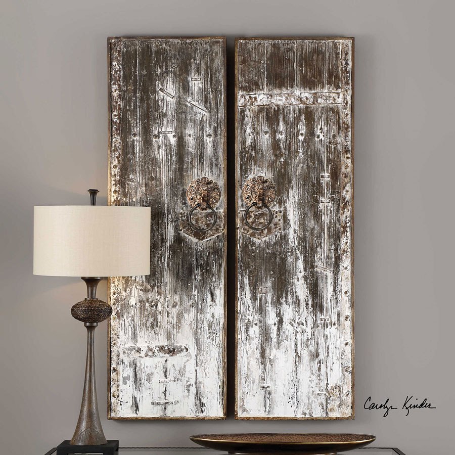Giles Aged Wood Wall Art (Set Of 2) Uttermost Furniture Cart