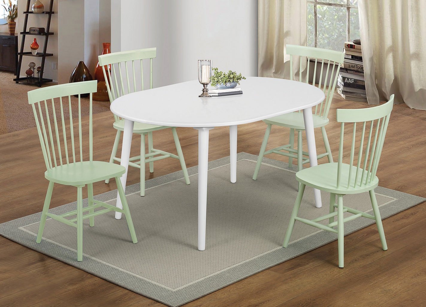 Emmett Oval Dining Room Set W/ Mint Green Chairs Coaster Furniture