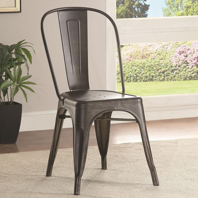 Oswego Industrial Metal Chair (Bronze) (Set Of 4) Coaster Furniture ...