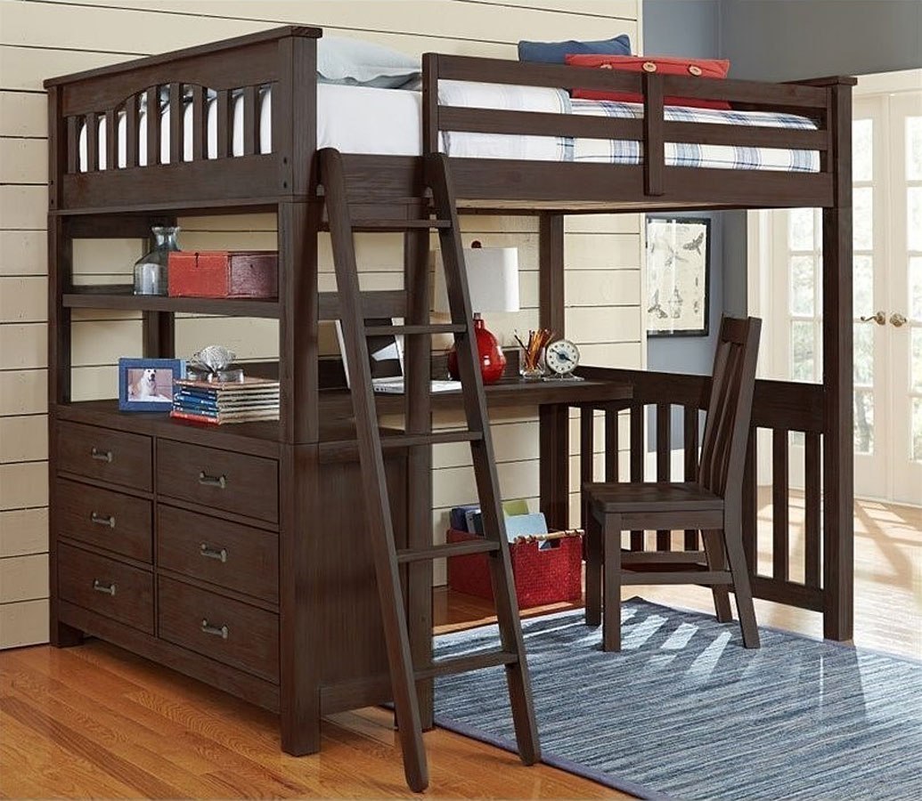 Highlands Full Loft Bed W/ Desk (Espresso) Hillsdale ...