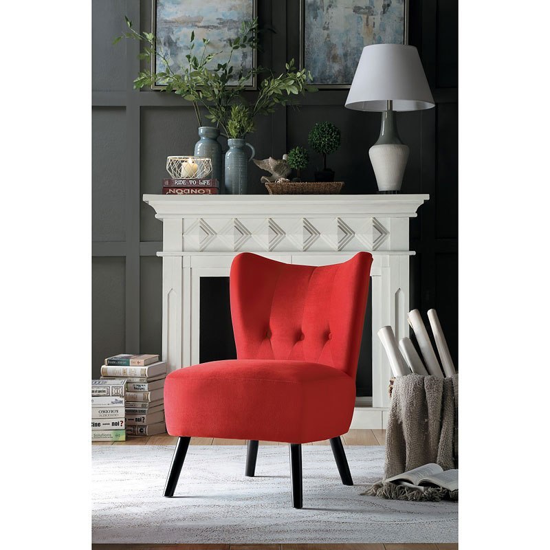 Red Homelegance Imani Velvet Accent Chair 