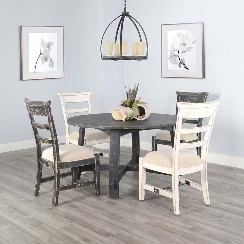 Marina 54 Inch Round Dining Room Set W/ Chair Choices (Black Sand) Sunny Designs Furniture Cart