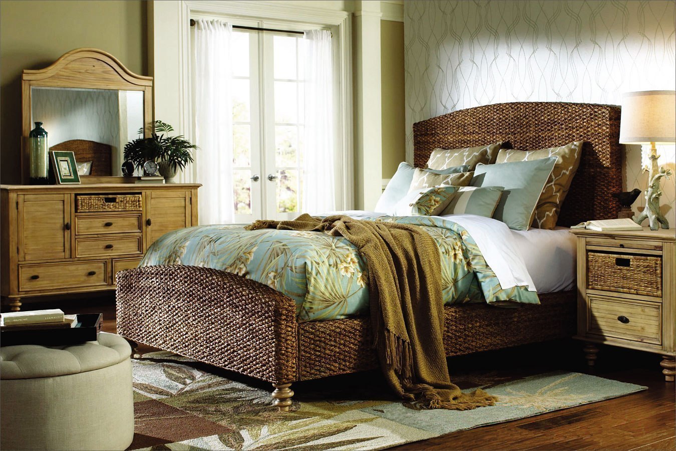 Hampton Bedroom Set W Seagrass Bed