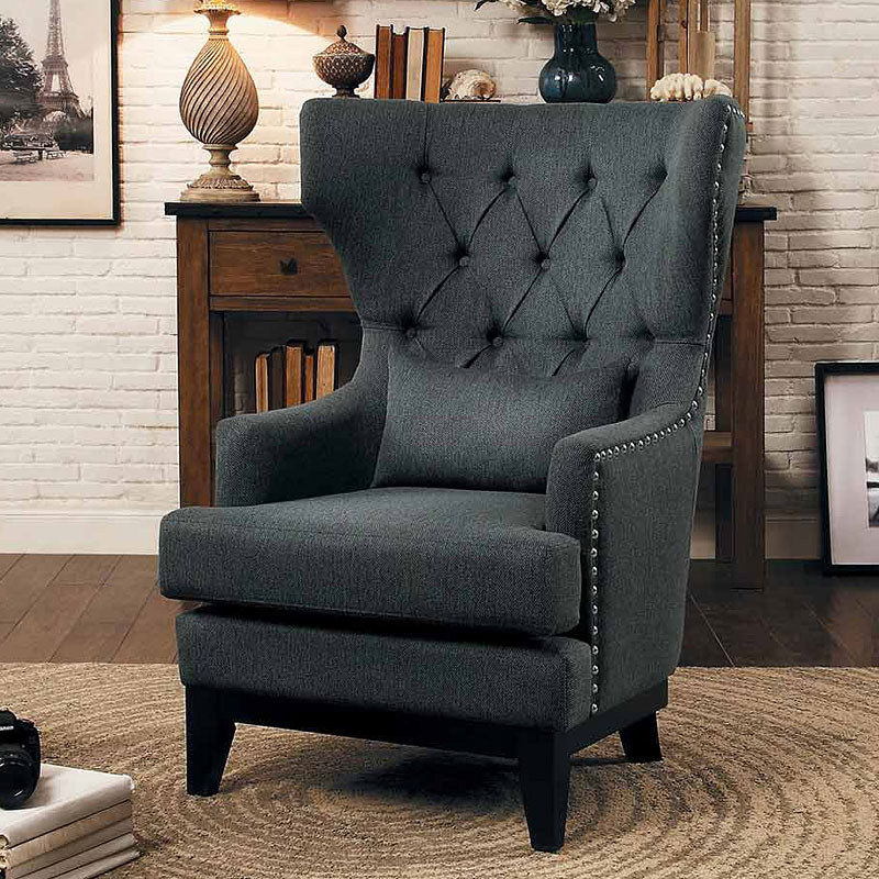Adriano Dark Gray Accent Chair Homelegance Furniture Cart