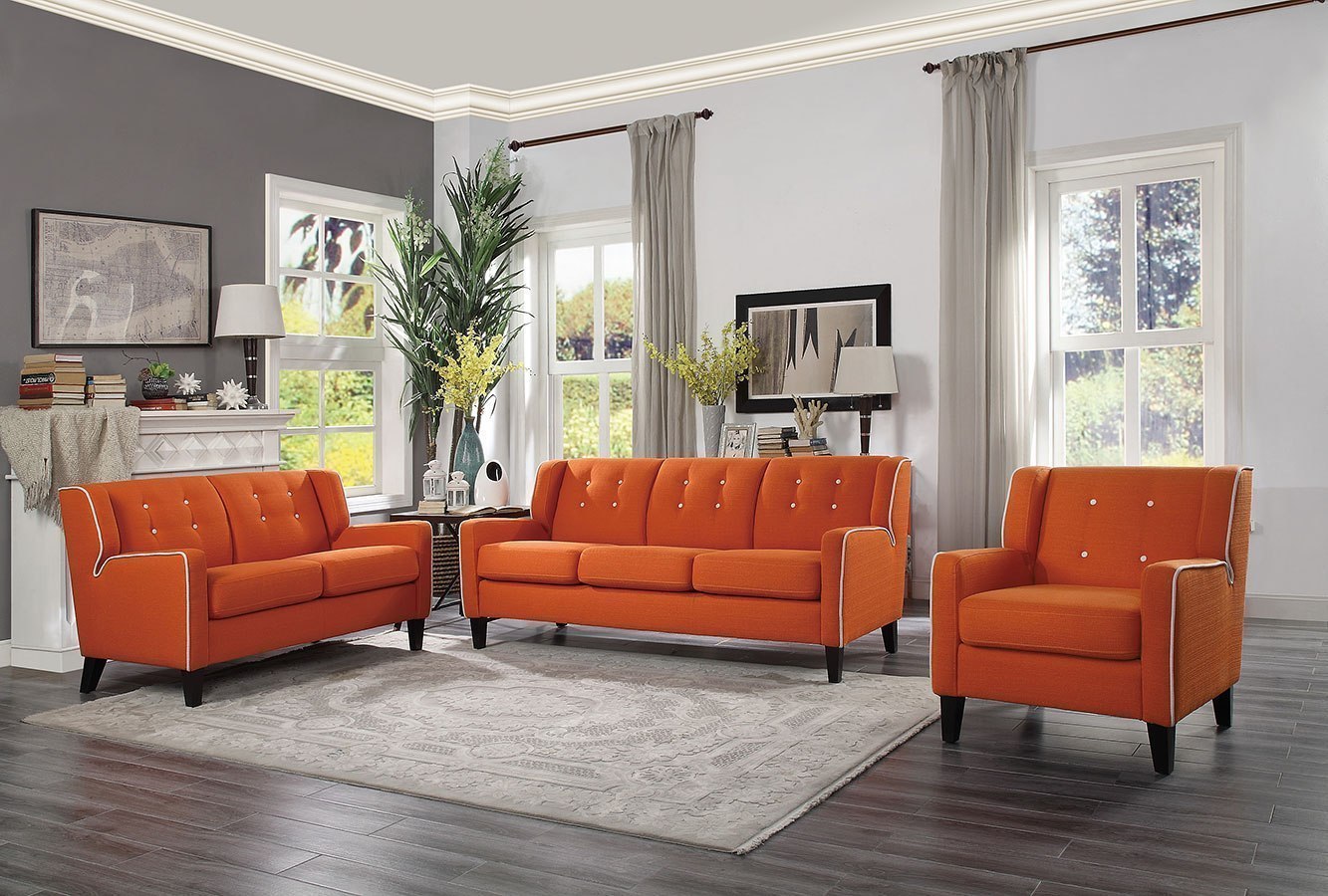 Roweena Living Room Set (Orange) Homelegance Furniture Cart