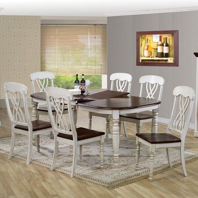 White And Walnut Dining Room Set World Imports | Furniture Cart