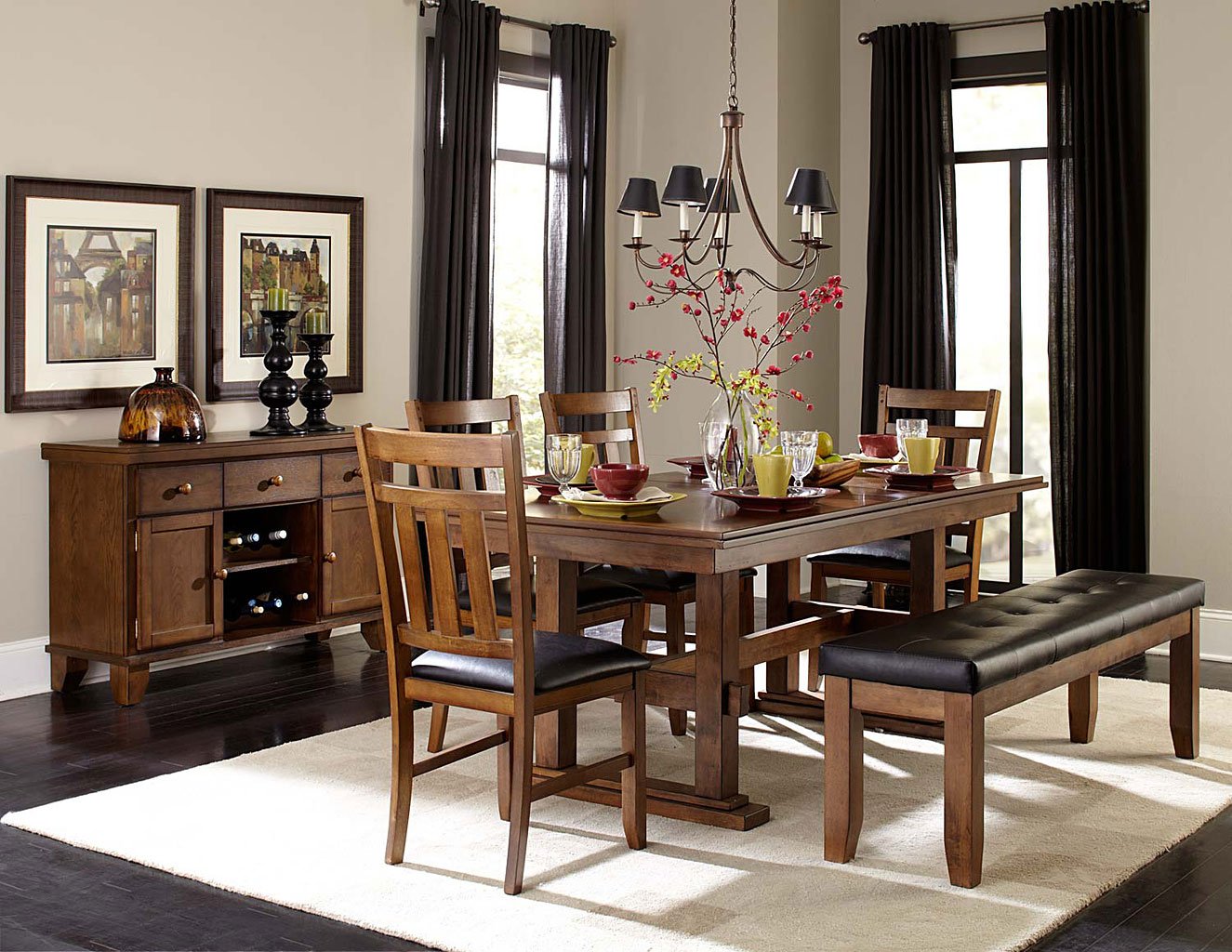 Kirtland Trestle Dining Room Set Homelegance Furniture Cart