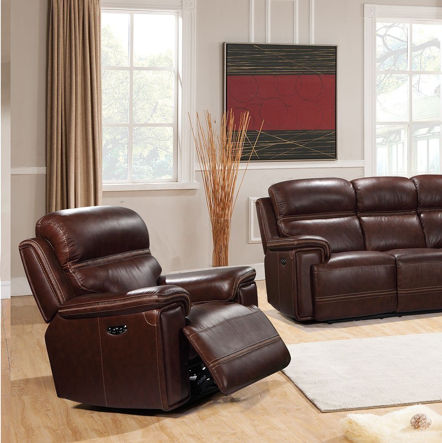 Fresno Power Recliner W/ Power Headrest Leather Italia Furniture Cart