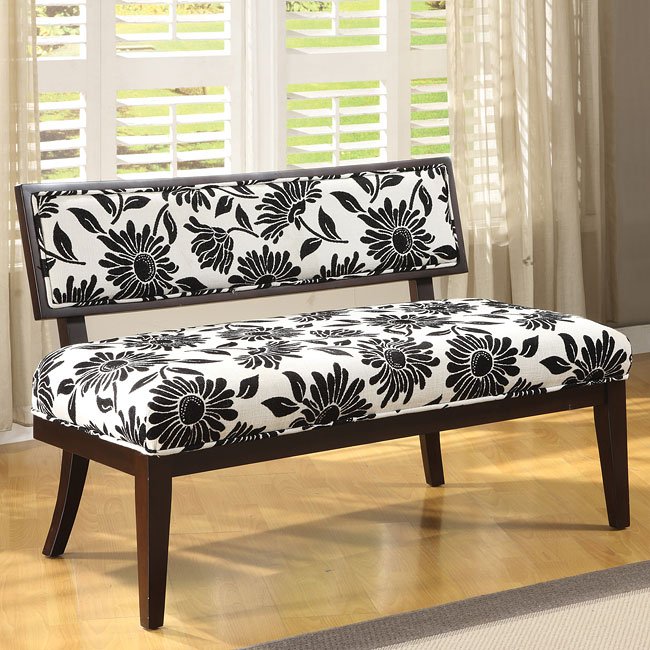 Floral Print Bench With Backrest