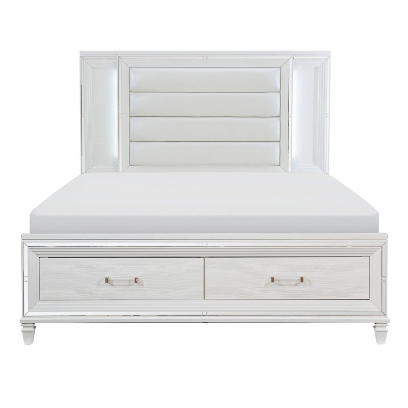 Tamsin Storage Bed W Led Lighting White Homelegance Furniture Cart