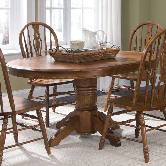 Old World Pedestal Dining Room Set W/ Windsor Chairs ...