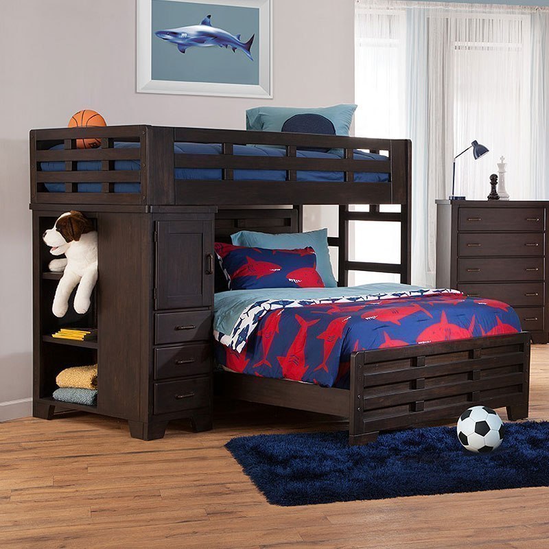 Heartland Loft Bed (Dark Walnut) American Woodcrafters Furniture Cart