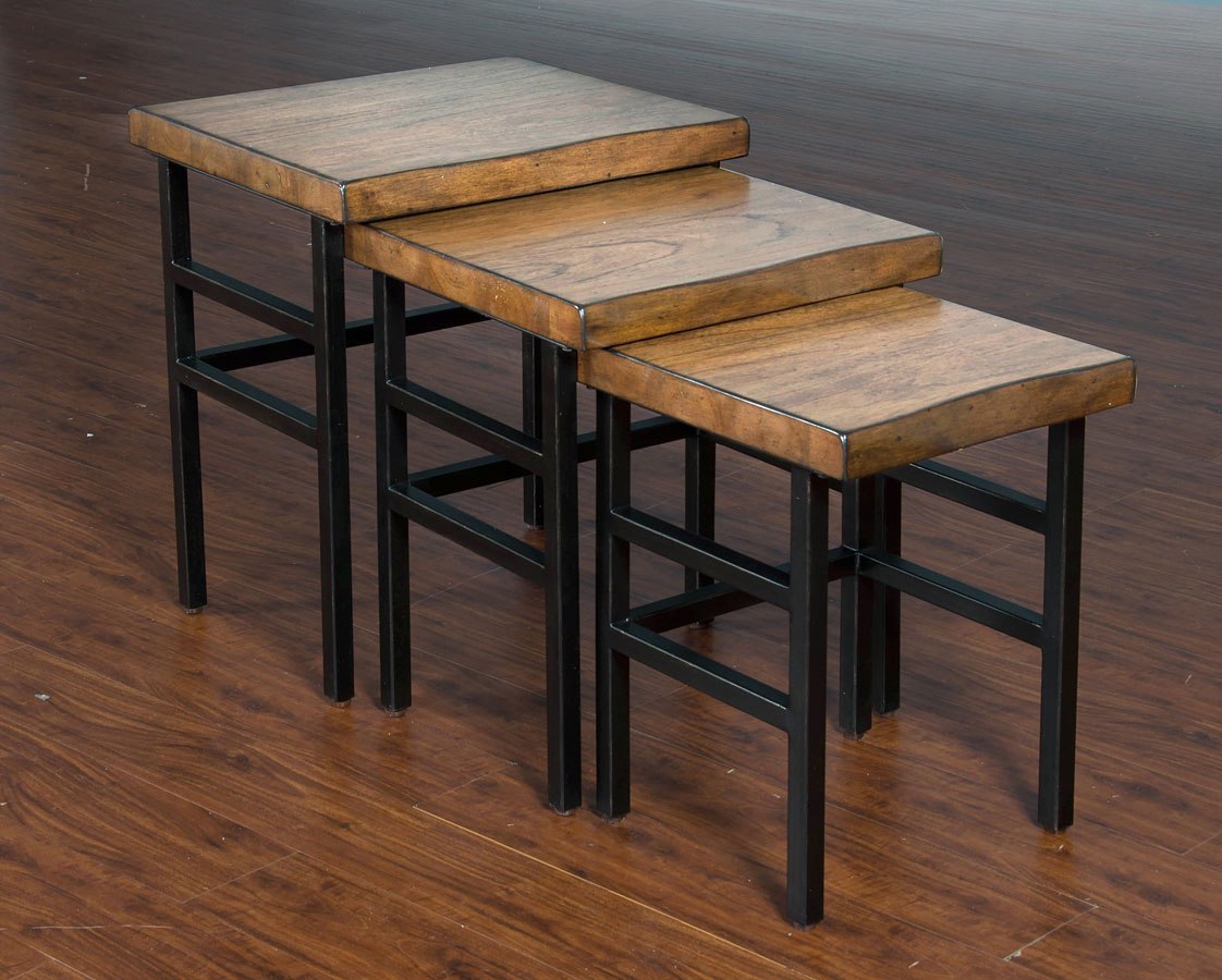 Live Edge 3-Piece Nesting Table Set Sunny Designs | Furniture Cart