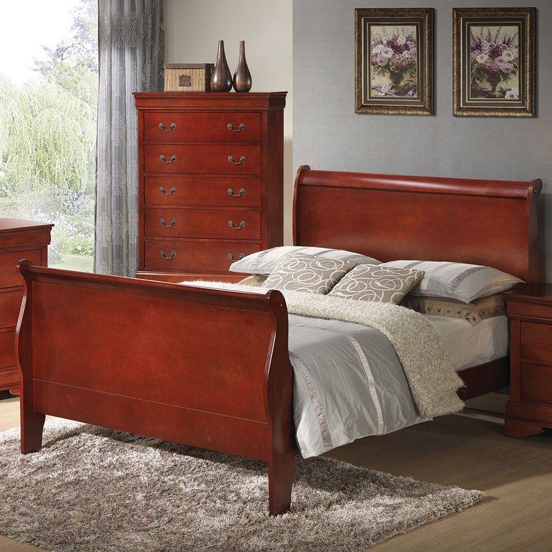 Louis Philippe Sleigh Bed Rich Cherry Coaster Furniture Furniture Cart