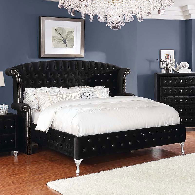 Deanna Upholstered Bedroom Set Black Coaster Furniture Furniture Cart