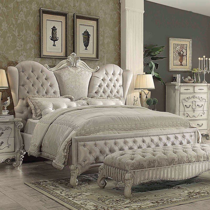 Versailles Upholstered Bedroom Set W Ivory Bed