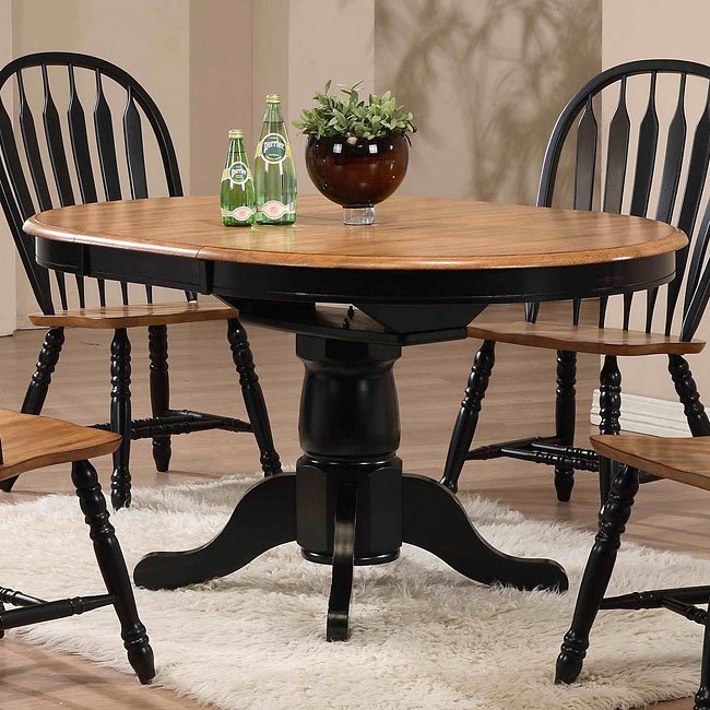 Missouri Round Dining Table (Black/ Rustic Oak) ECI Furniture, 1