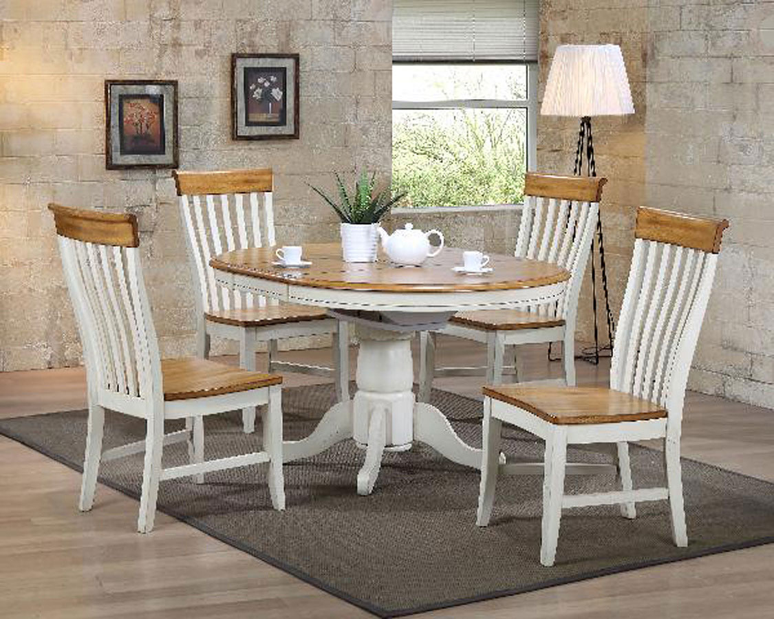 Missouri White And Rustic Round Dining Set W/ Lancaster Chairs ECI Furniture, 1 Reviews