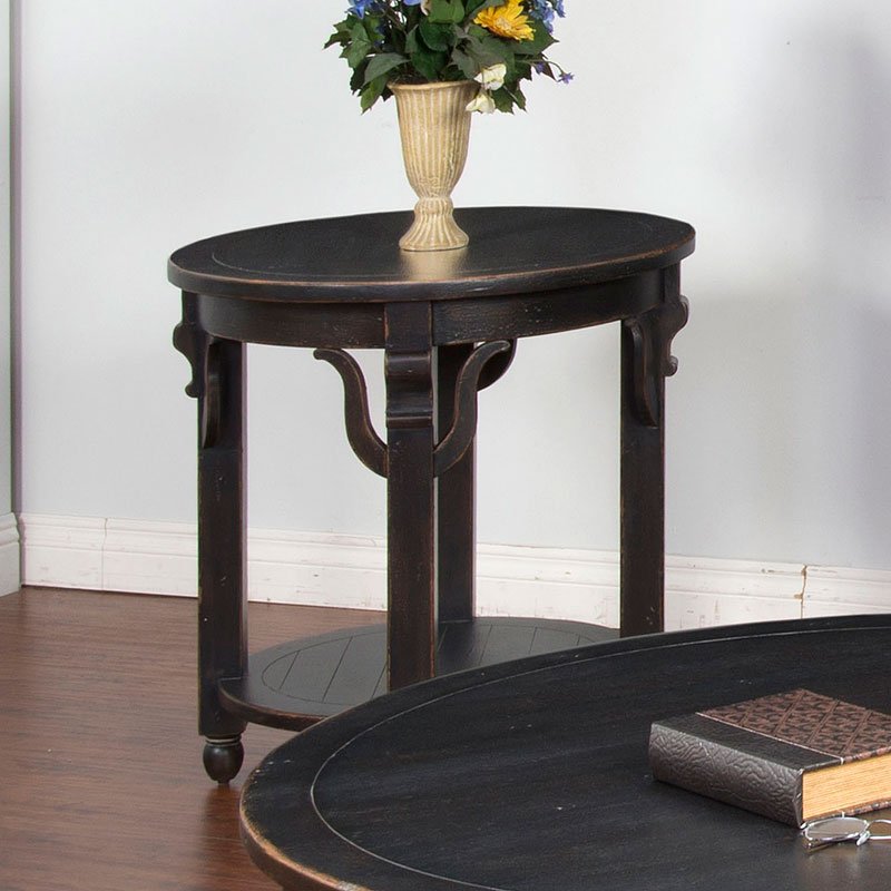 Distressed Black End Table Sunny Designs Furniture Cart Distressed Black End Table
