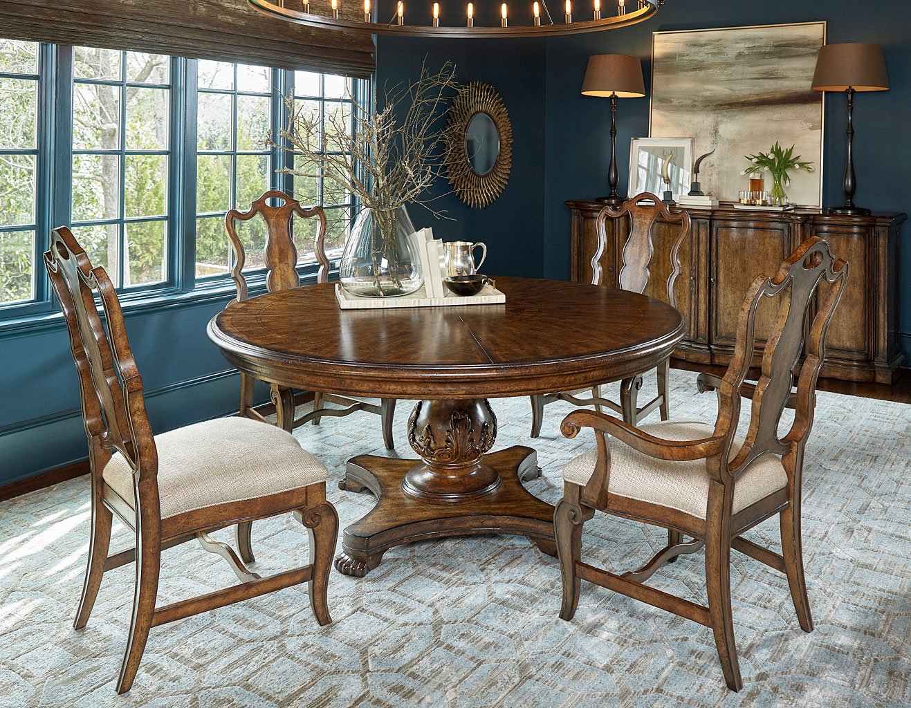 Continental 66 Inch Round Dining Room Set Nutmeg Art Furniture Continental 66 Inch Round Dining Room Set Nutmeg