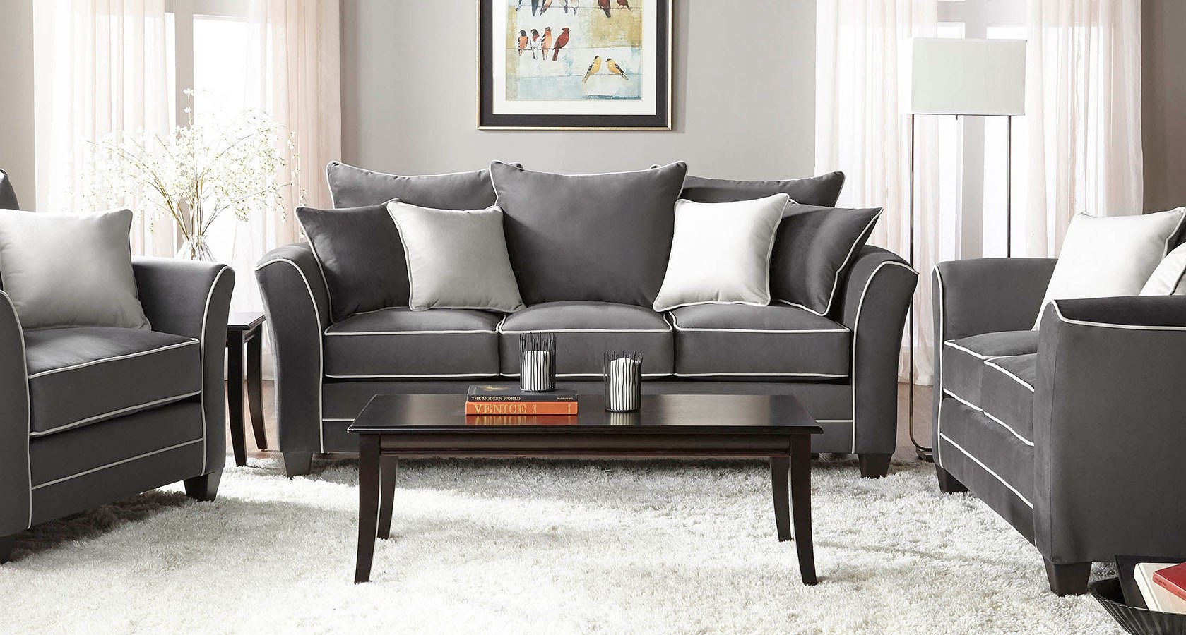 2655 Series Bing Ash Living Room Set Hughes Furniture Furniture Cart