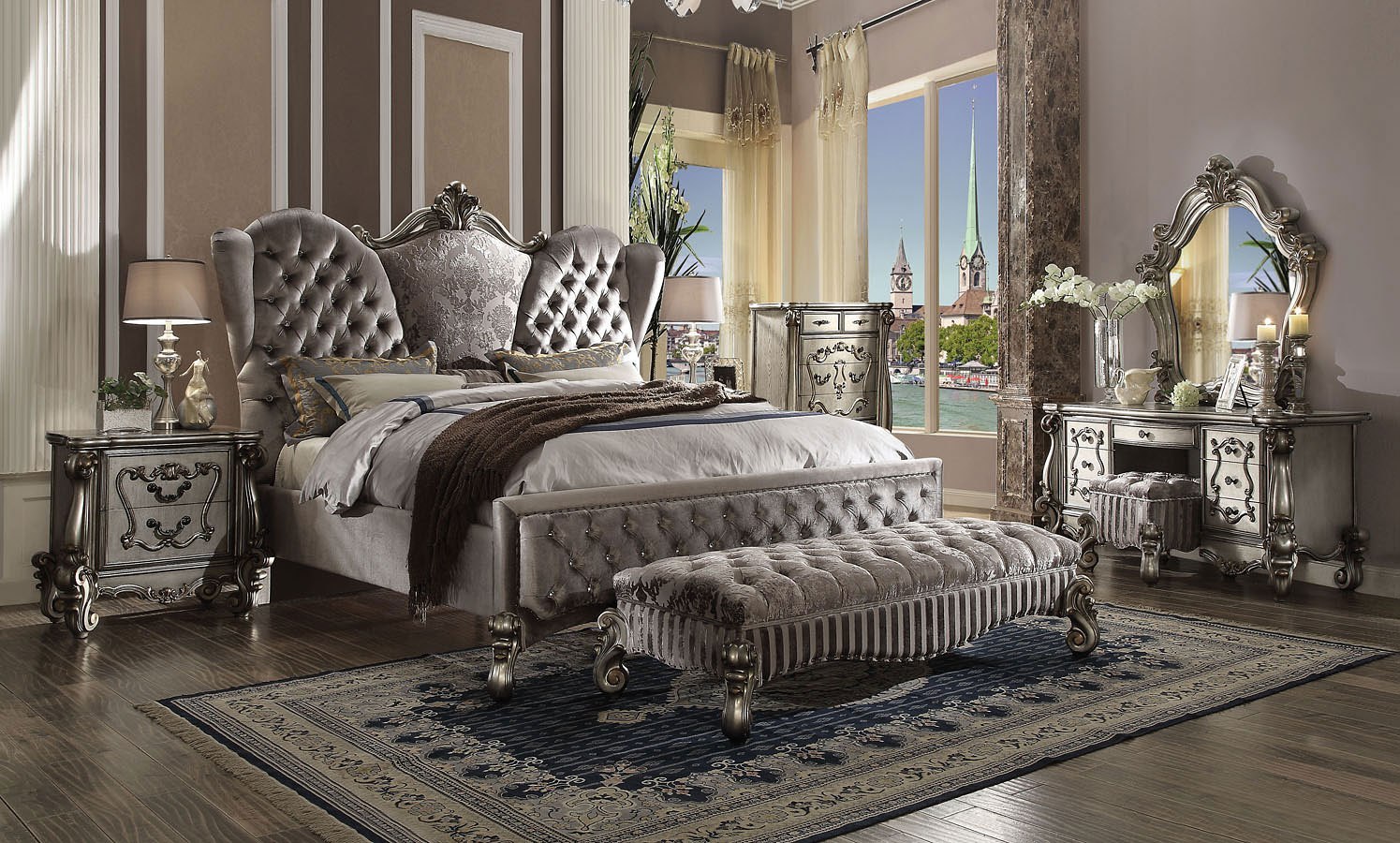 Versailles Upholstered Bedroom Set Antique Platinum Acme Furniture Versailles Upholstered Bedroom Set Antique Platinum Acme Furniture Cart
