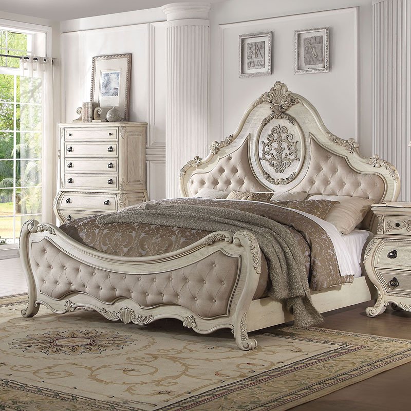 Ragenardus Panel Bedroom Set Antique White Acme Furniture Furniture Cart