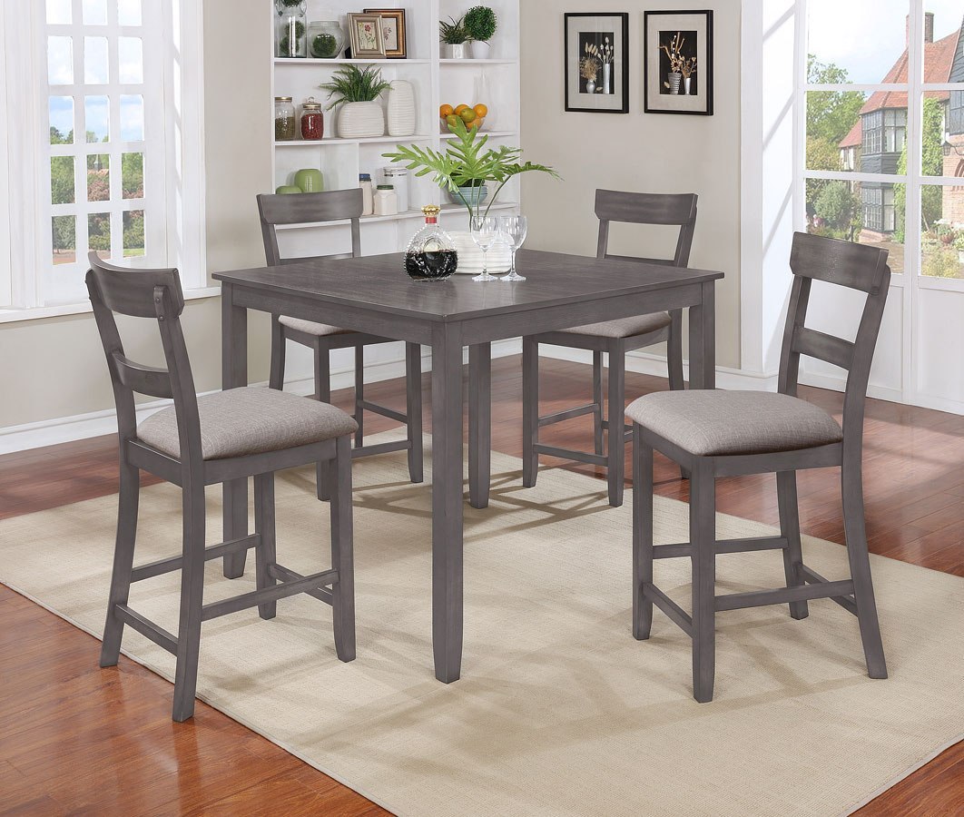 Henderson 5-Piece Counter Height Dining Set (Grey) Crown Mark Furniture
