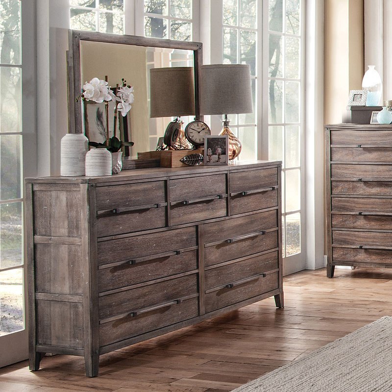 Aurora Dresser (Weathered Grey) American Woodcrafters Furniture Cart