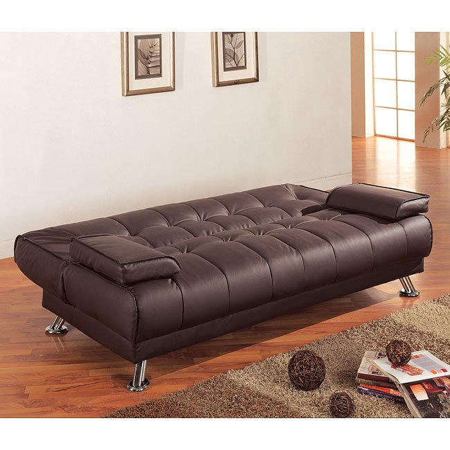 Brown Faux Leather Sofa Bed Coaster Furniture Furniture Cart