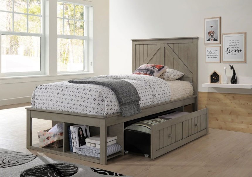 Ashland Youth Storage Bed (Weathered Grey) Lane Furniture Furniture Cart