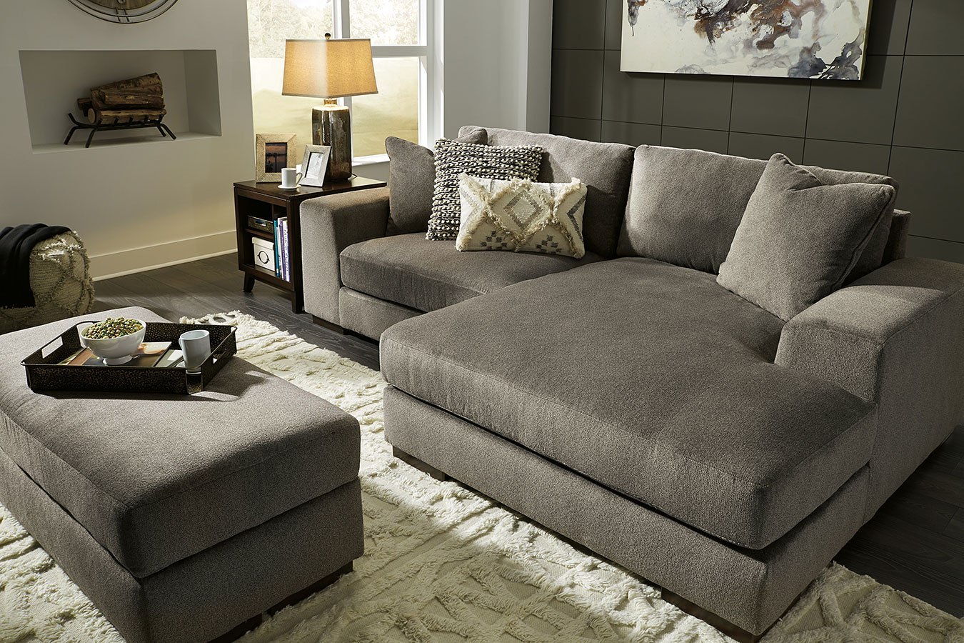 Manzani Graphite Sectional Living Room Set Signature ...