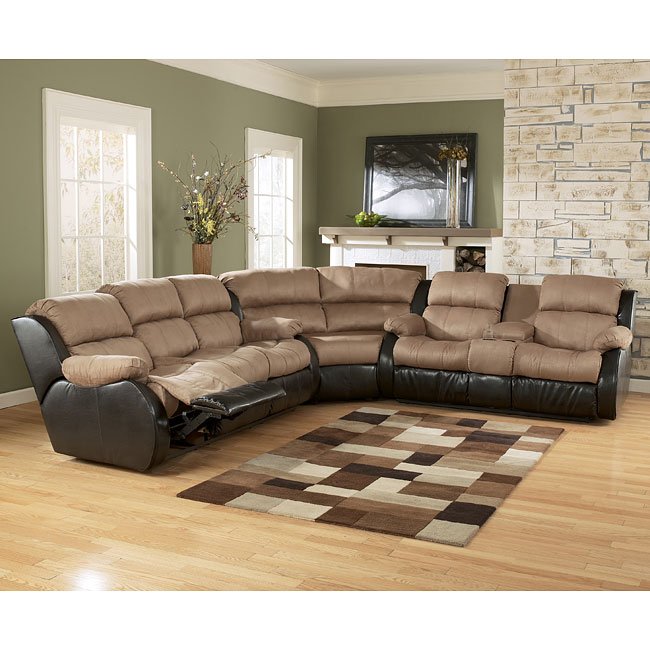 Presley Cocoa Reclining Sectional Signature Design Furniture Cart