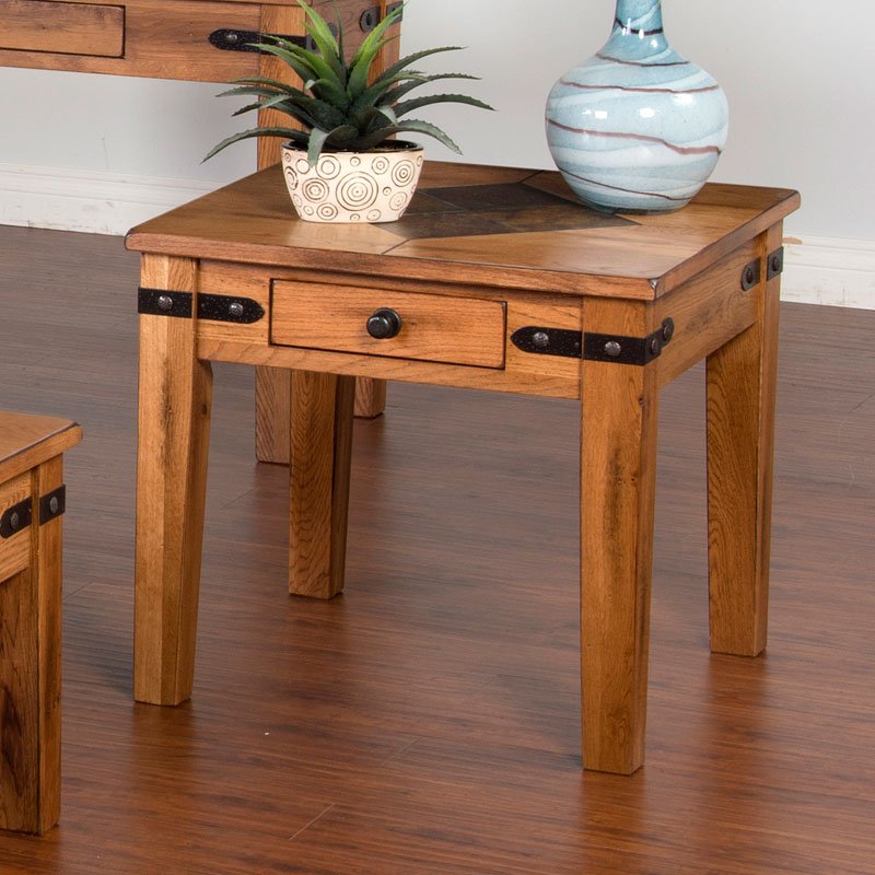 Sedona Rustic Oak End Table Sunny Designs | Furniture Cart