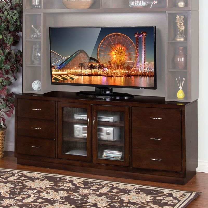 Espresso 72 Inch Tv Console Sunny Designs Furniture Cart