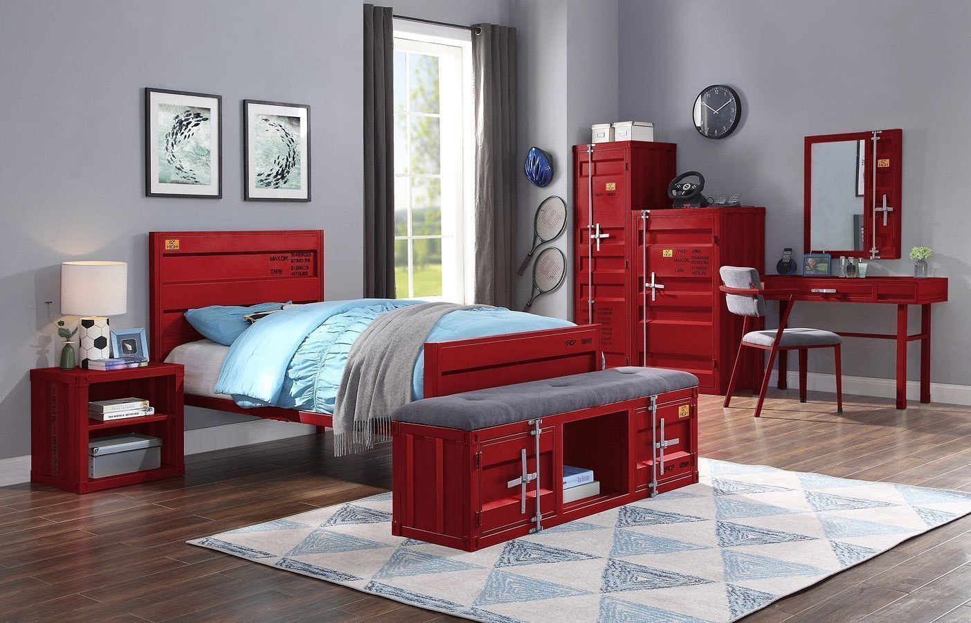ACME Cargo Full Panel Kids Bed in Red 