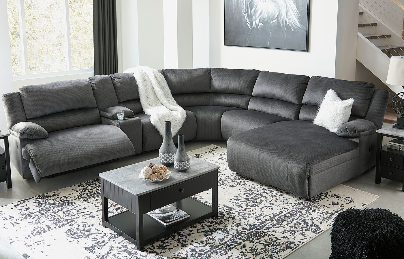 Clonmel Charcoal Modular Reclining Sectional Set Signature Design