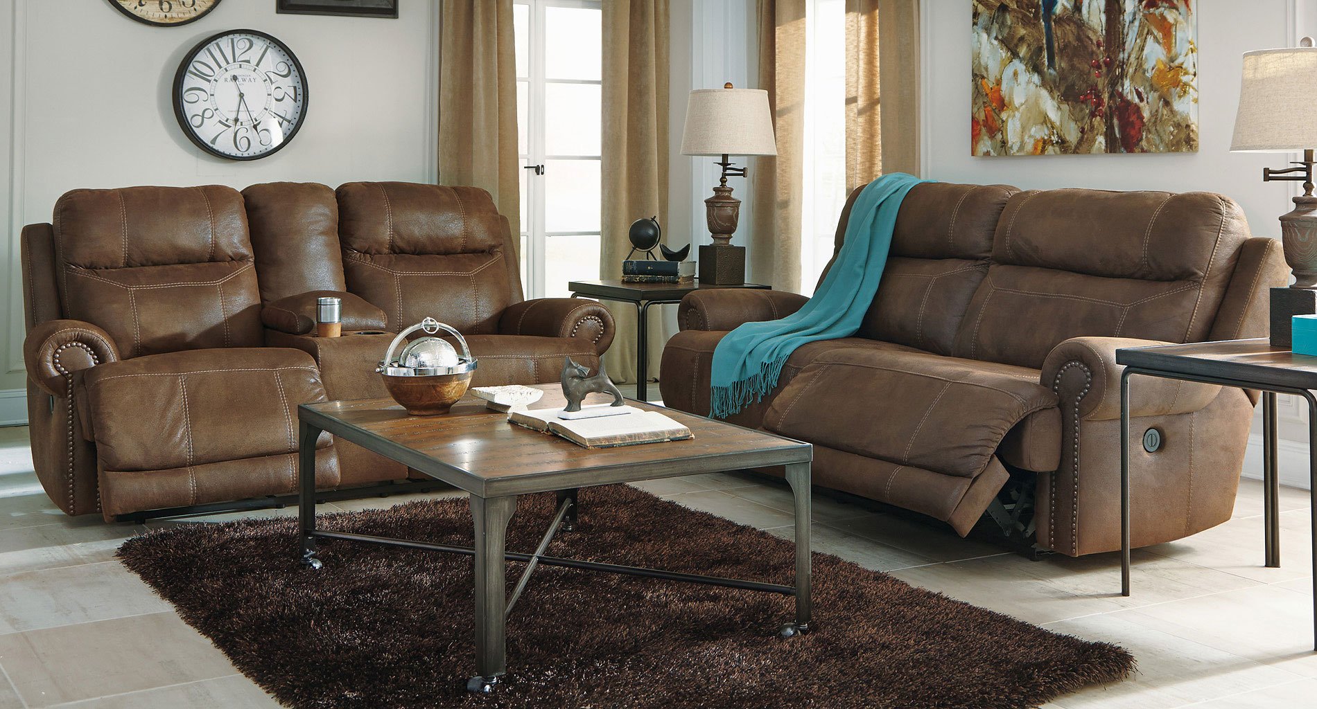 Austere Brown Reclining Living Room Set