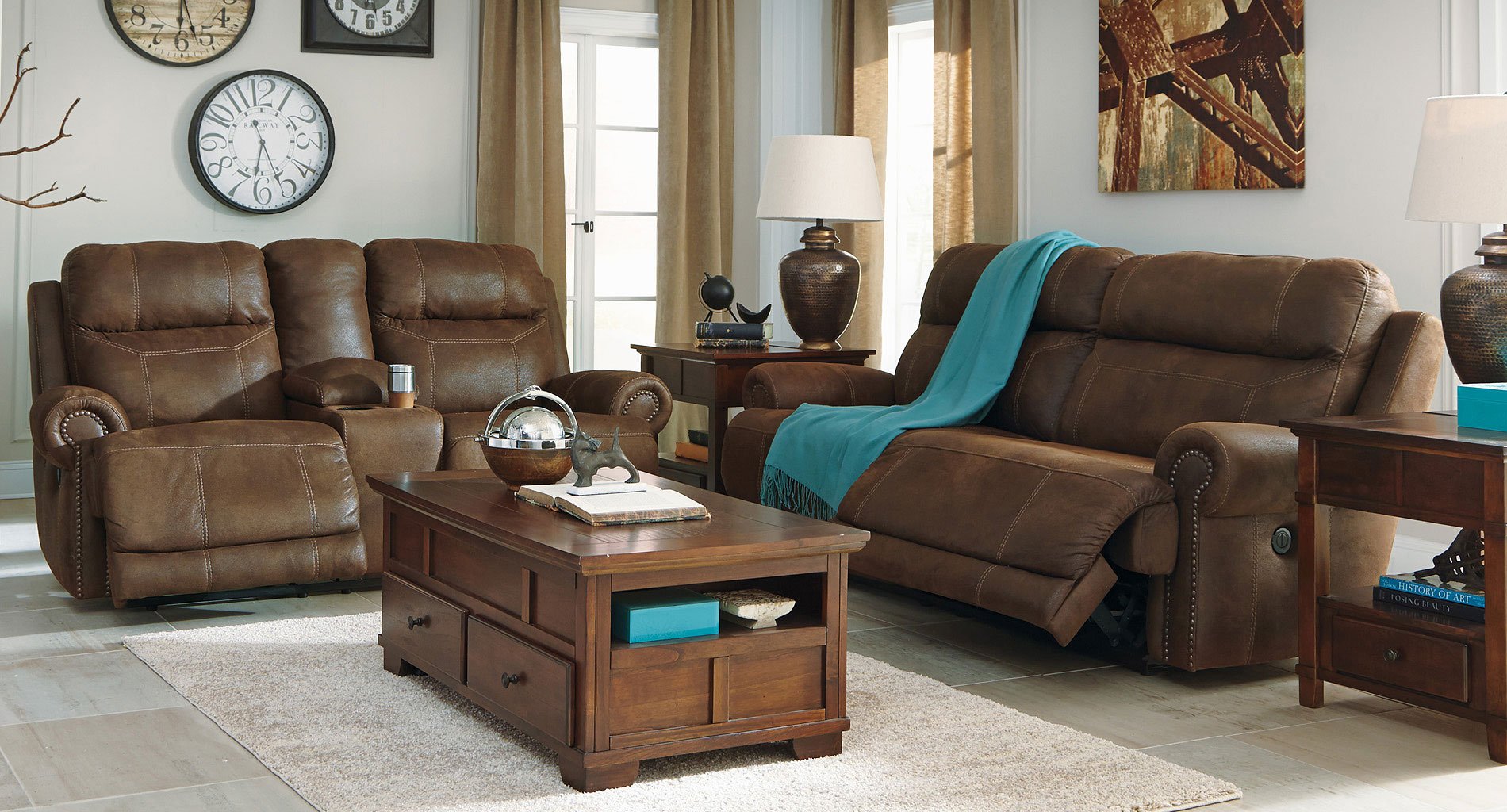 Austere Brown Reclining Living Room Set