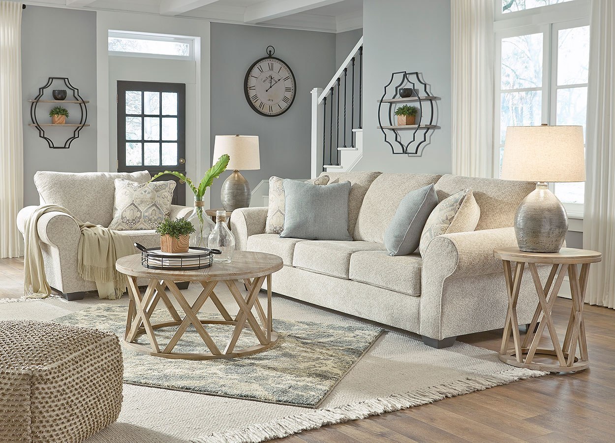 Haisley Ivory Living Room Set BenchCraft | Furniture Cart