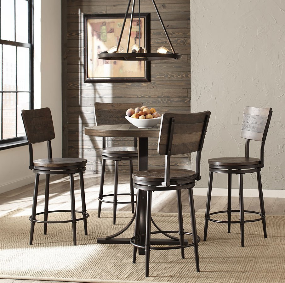 Jennings 36 Inch Round Counter Dining Set W Swivel Stools Hillsdale Furniture Furniture Cart