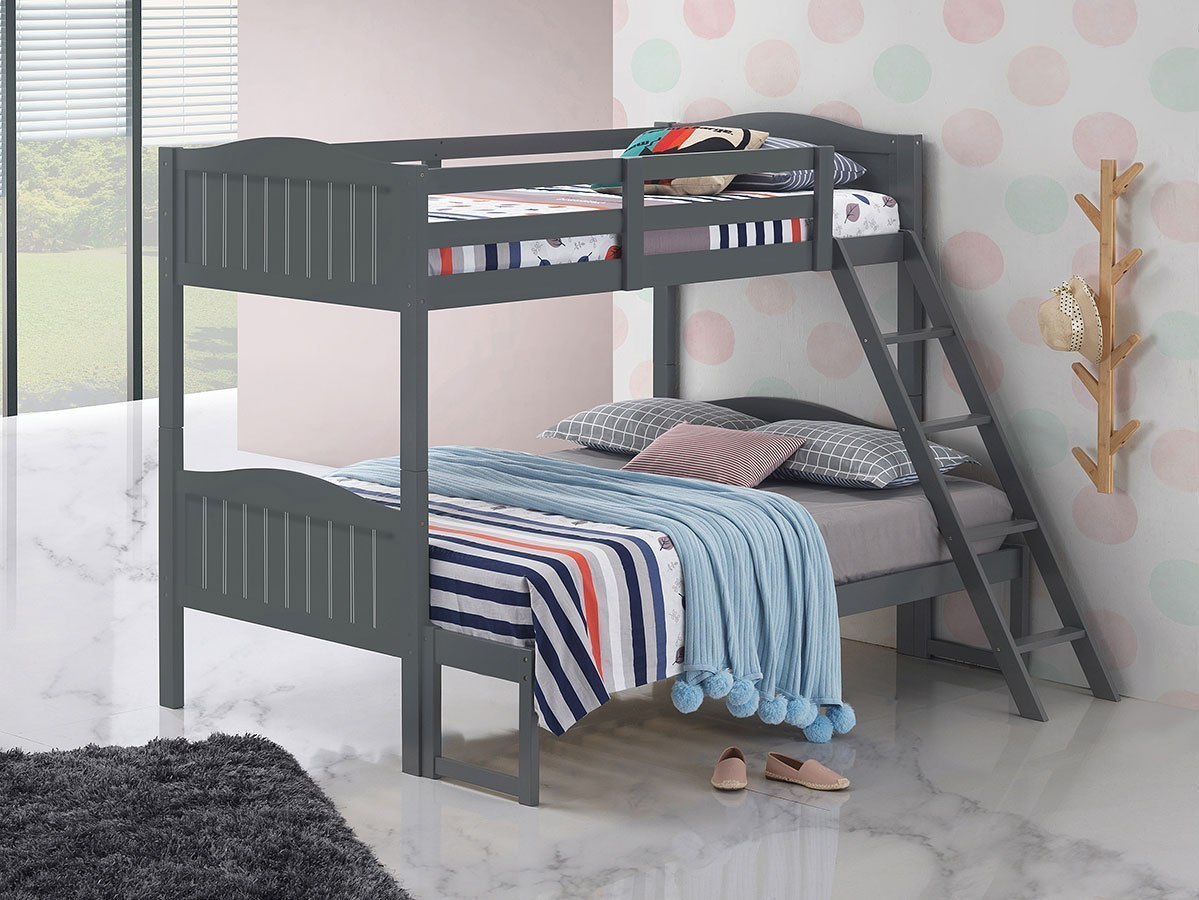 grey bunk bed twin over full