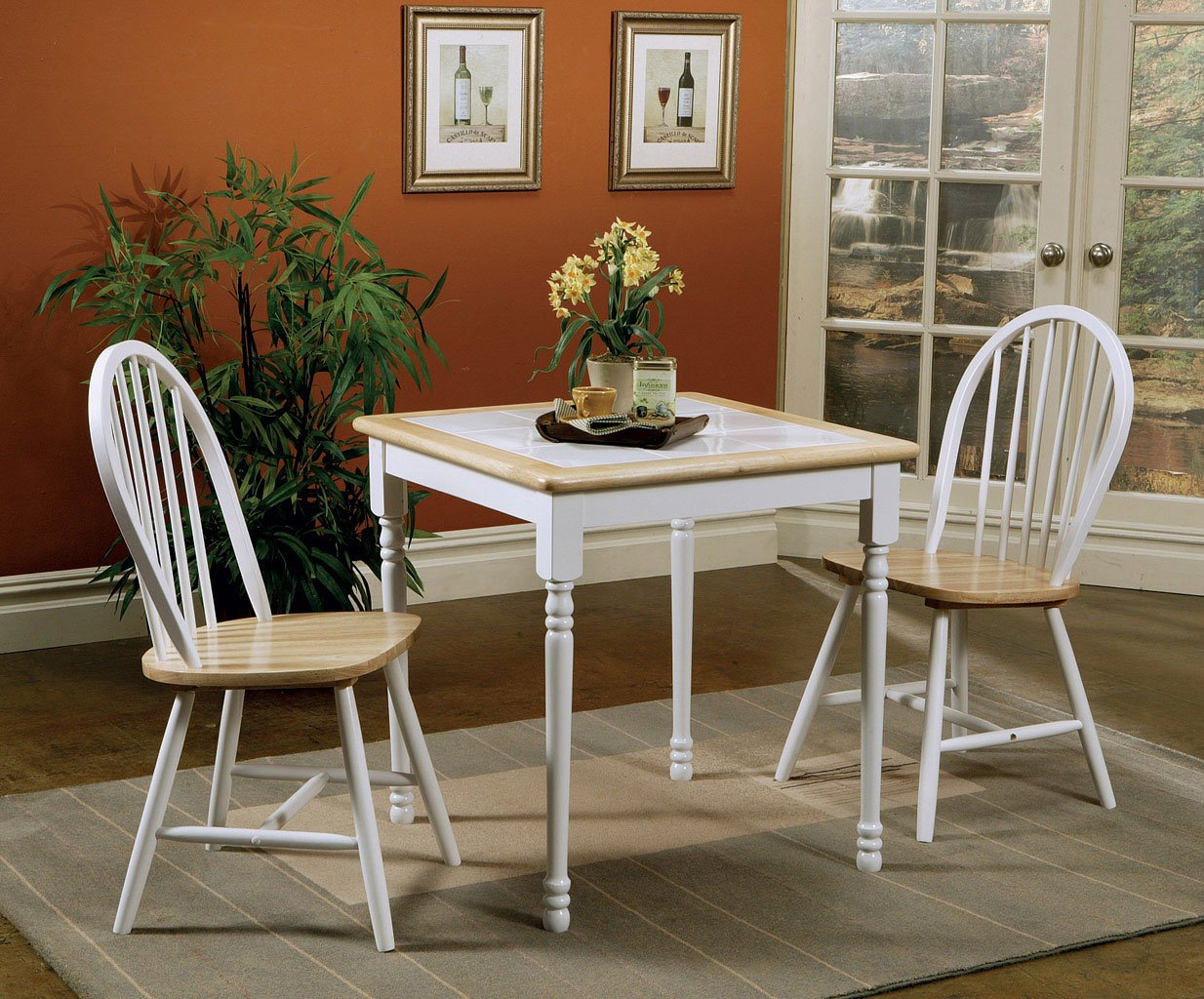 Damen 5 Piece Tile Top Dining Set in Natural and White by Coaster 4129-4191 
