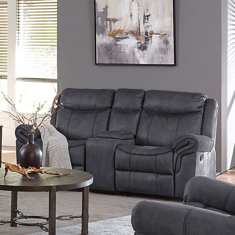 Knoxville Reclining Loveseat W/ Console (Charcoal ...