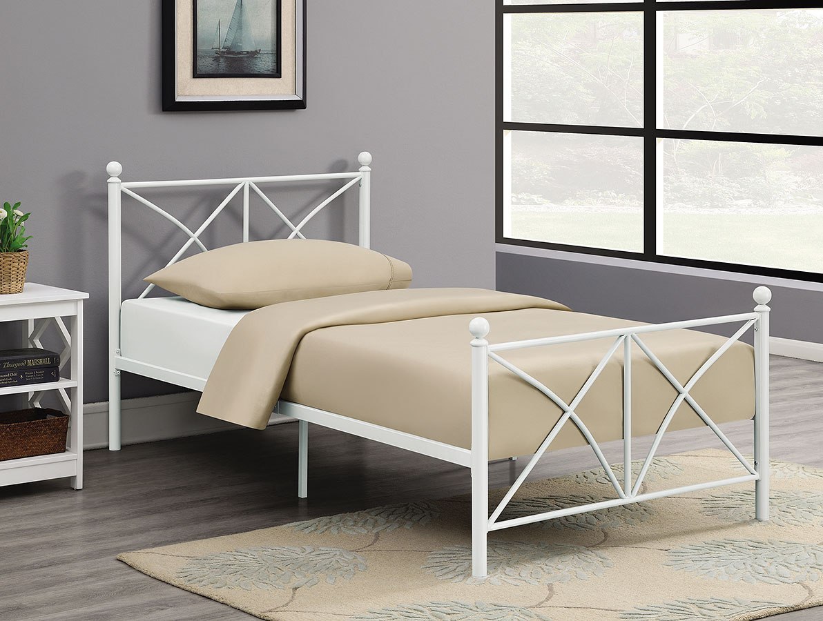Hart Youth Metal Bed (Matte White) Coaster Furniture Furniture Cart