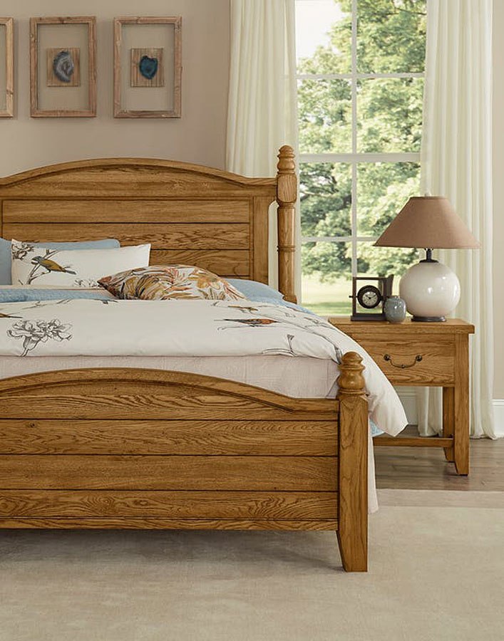 American Oak Poster Bedroom Set (Honey Oak) Vaughan ...