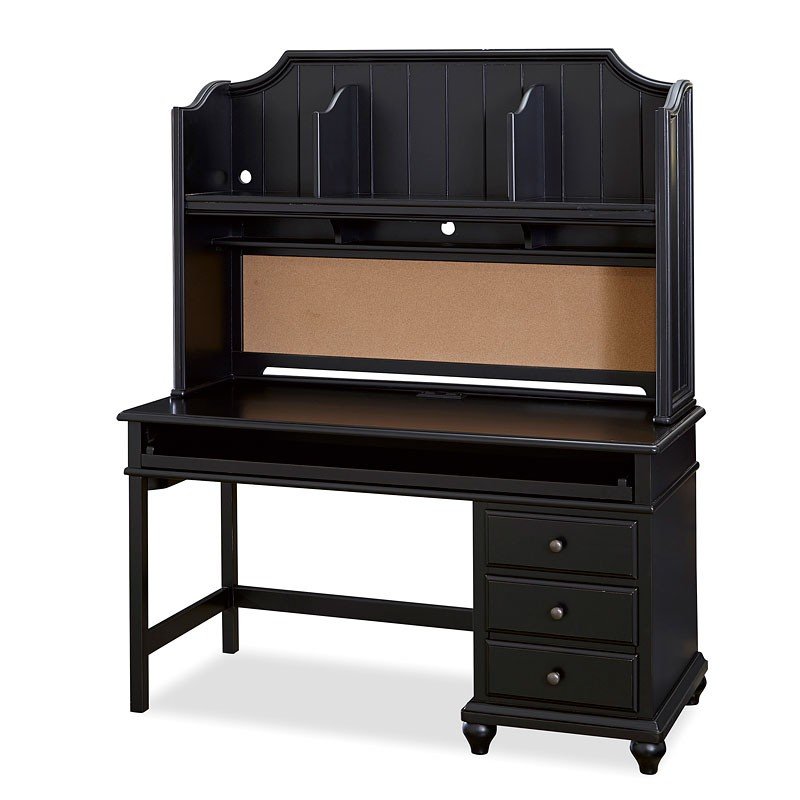 Black And White Student Desk W/ Hutch (Black) SmartStuff Furniture