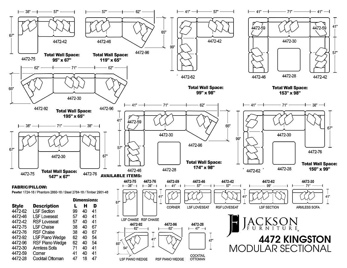 Kingston Modular Sectional Set (Pewter) Jackson Furniture Furniture Cart