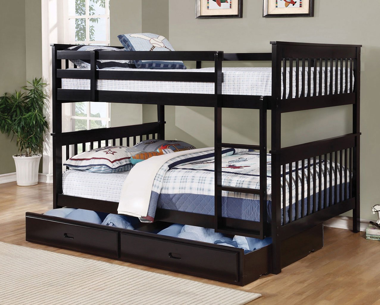 Chapman Full Over Full Bunk Bed (Black) Coaster Furniture Furniture Cart